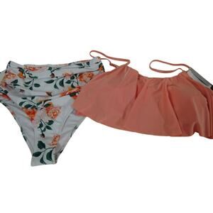 Phurro Women's XL 2-Piece Bikini High Cut Bottoms Lined Padded Top NWT